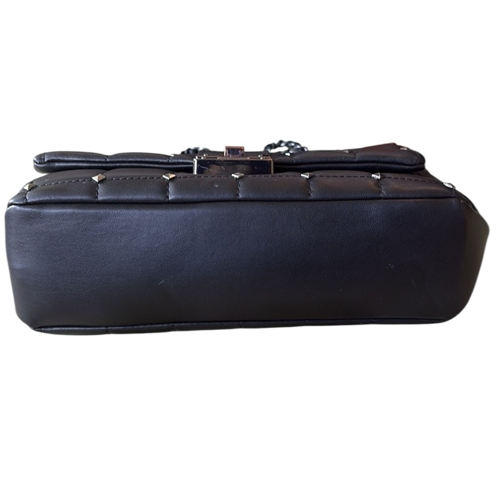 Aldo Olelirin Black Quilted Vegan Leather Silver Studded Crossbody Shoulder Bag - Picture 12 of 16